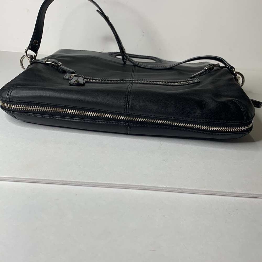 Coach Bonnie black leather fold-over shoulder satchel bag - Picture 7 of 10